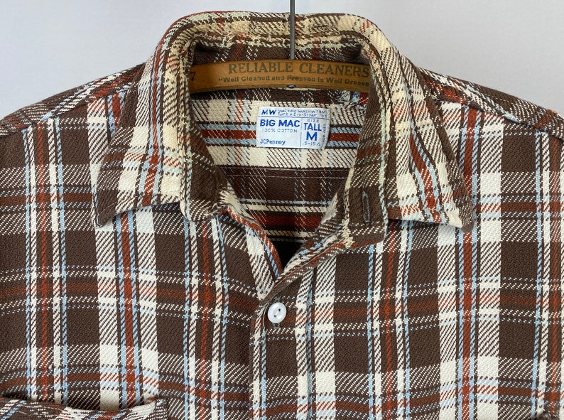 Early 1970s Jcpenney BIG MAC Plaid Flannel Shirt Jacket Heritage Clothing Made in USA