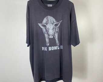 Pig Bowl II 1980s Vintage Double Sided Graphic T Shirt