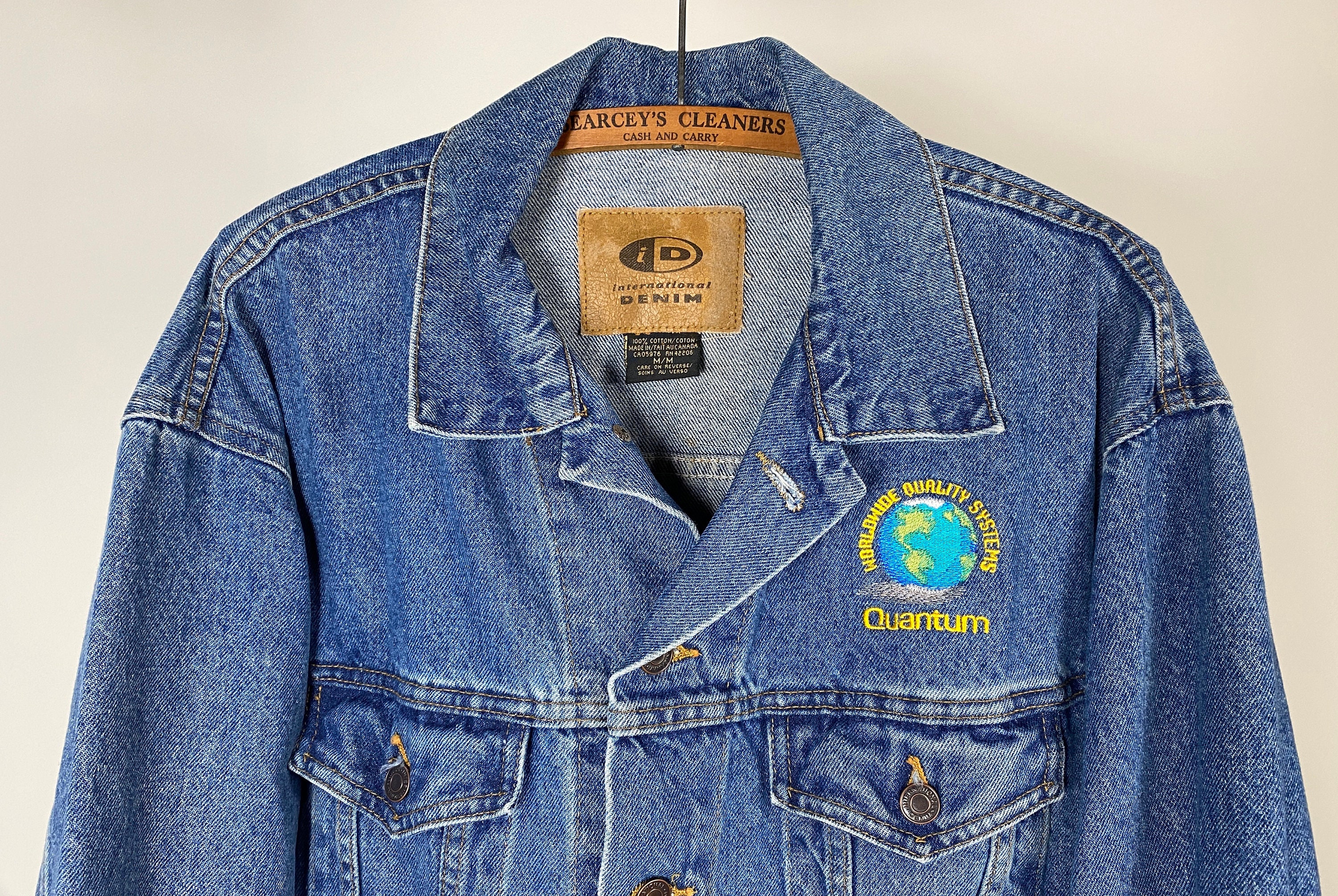 90s Vintage Embroidered Earth Denim Jean Jacket | Heritage