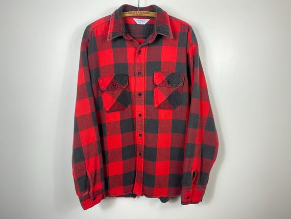 Vintage Five Brother Buffalo Plaid Flannel Shirt Jacket – 80s