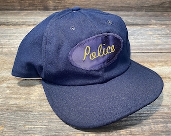 1970s POLICE Baseball Hat | Vintage Snapback | Retro Uniform Workwear
