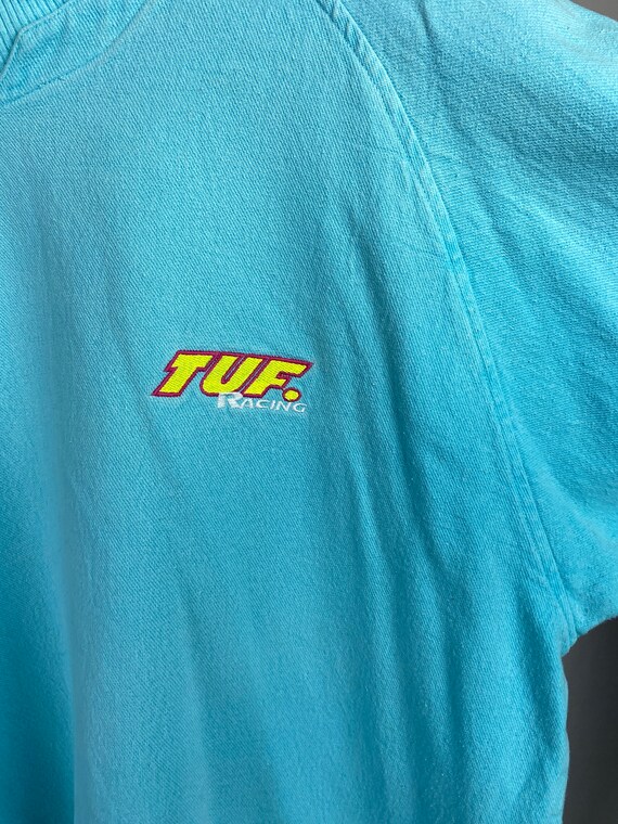 TUF Racing 1990s Neon Light Blue Double Collar Ov… - image 3