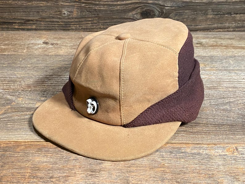 Vintage Goorin Bros. jaktkeps i kamelmocka från 1970-talet med stickade öronflikar - Herrstorlek Medium bild 2