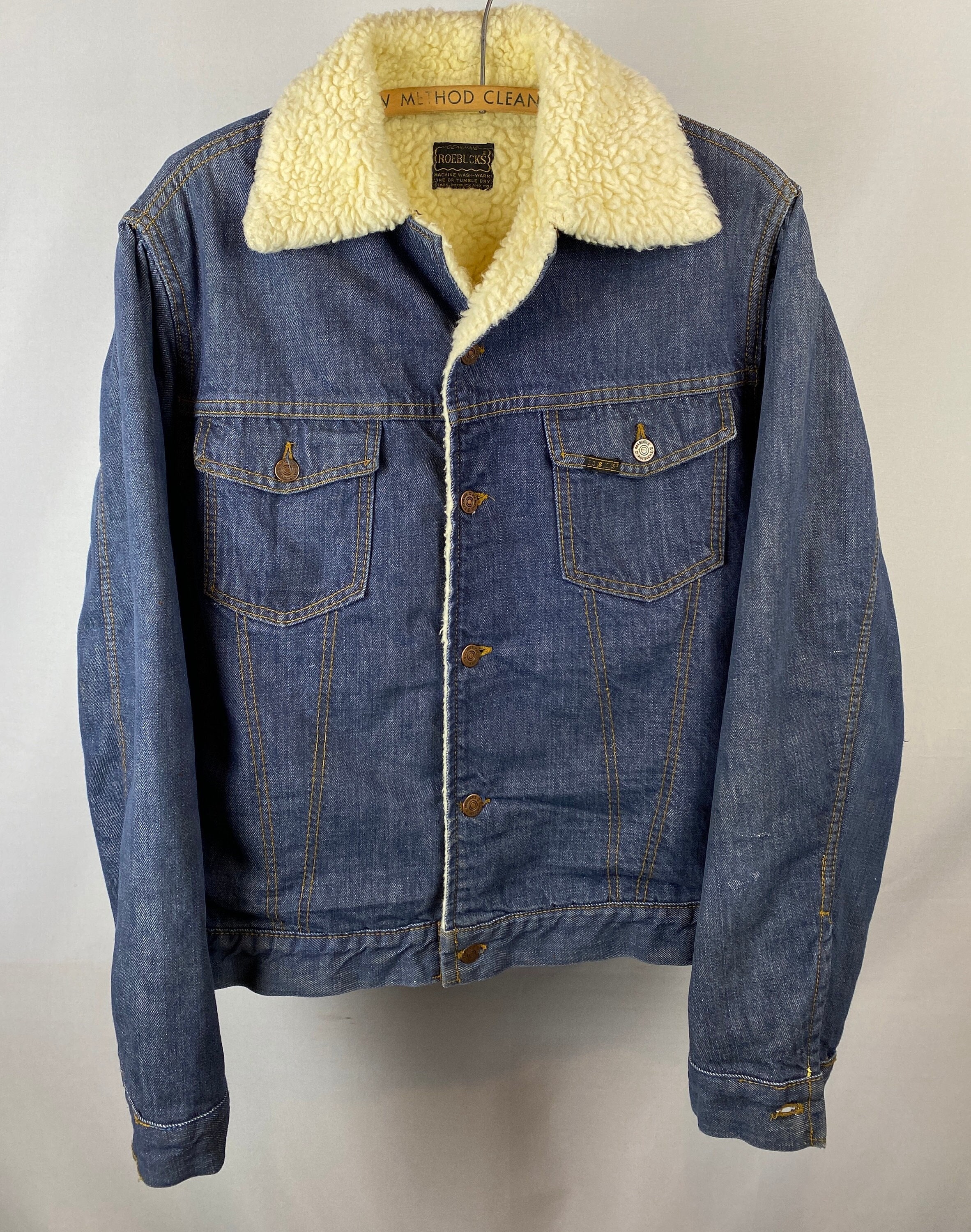 70s/80s Roebucks Sherpa Lined Denim Jacket - Vintage Western