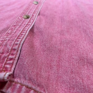 Chaqueta tipo camisa vaquera rosa vintage de los 90 con botones - Chaqueta oversize de algodón grueso para mujer, talla grande imagen 6