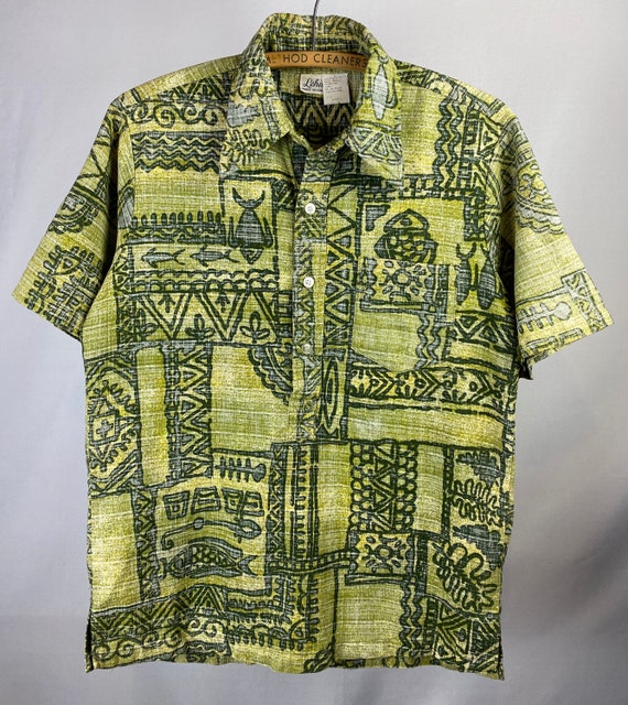 1960s 70s Lehua Half Button Hawaiian Pullover Alo… - image 1
