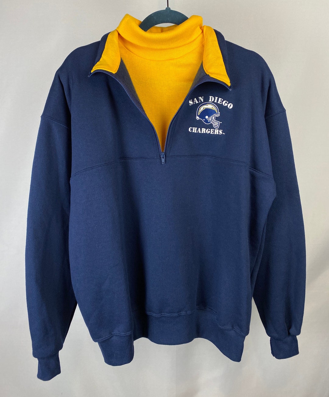 Dodger 90s Embroidered San Diego Chargers Halfzip Pullover Etsy
