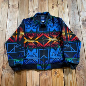 Vintage Y2k Pendleton High Grade Western Wear Native Blanket Jacket - Southwestern Geometric Wool Bomber