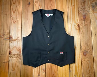 Gilet da lavoro Ben Davis anni '90, in twill resistente, nero, tinta unita, prodotto negli Stati Uniti / Abbigliamento da lavoro vintage anni '90