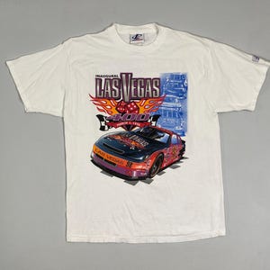 Camiseta vintage de los años 90 de la NASCAR Las Vegas 400, talla grande.