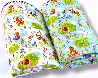 Winnie the Pooh Baby Quilt: 100 Acre Wood Crib Blanket, Reversible Play Mat