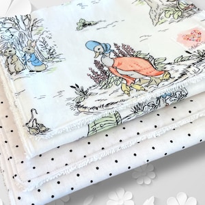 Peter Rabbit Burp Cloth set (White)| Terry Backing Burp Cloth Set | Burp Rags | Baby Shower Gift | Versatile Cloth | Gender Neutral