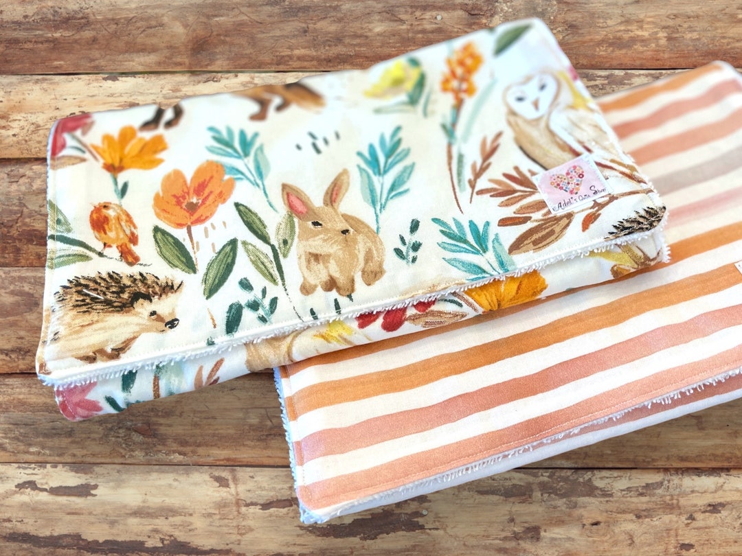 Woodland Burp Cloth Set Terry Backing Burp Cloth Set Burp Rags Baby