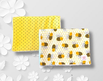 Happy Bees Burp Cloth Set | Terry Backing, Baby Shower Gift