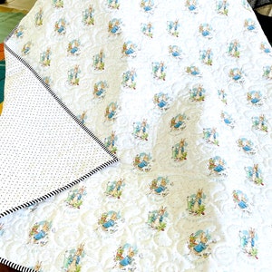 Baby Quilt Blanket - Peter Rabbit (light blue) Quilt / Quilted Baby Blanket / Cotton Quilt /Crib Blanket / Crib Bedding /Patted Play Mat