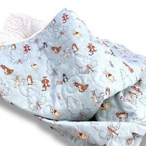 Pooh and Friends on blue | Baby Blanket | Reversible Quilted Blanket for Crib Bedding & Play Mat
