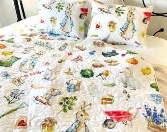 Peter Rabbit Baby Quilt – Beatrix Potter Animals Crib Blanket
