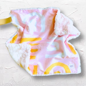 Organic Lovey Blanket - Rainbow Arch Lovey Blanket/Organic Cotton Lovey blanket/Binky blanket/Crinkle Lovey/Pacifier Lovey