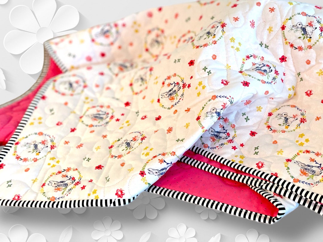 Baby Quilt / Baby Blanket - Peter Rabbit Pink Reversible Baby Quilt ...