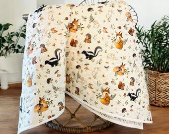 Woodland Baby Quilt: Fawn and Forest Friends Crib Blanket