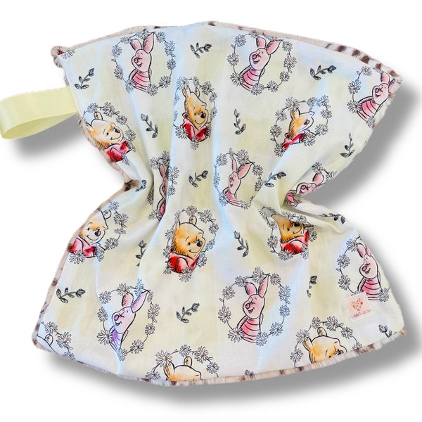 Lovey Blanket - Pooh and Piglet Portrait Lovey/Snow Leopard Lovey/Binky blanket/Binky Holder/Pacifier Lovey