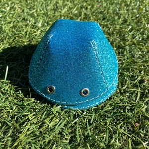 Blue Glitter Faux Leather Handmade Roller Skate Toe Caps (Guard) - Free US Shipping
