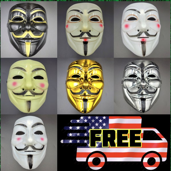 V for Vendetta Movie Guy Fawkes Anonymous Hacker 4chan Face Mask Halloween Holiday Cosplay Party Rave Clubbing EDC Costume Props Adjustable