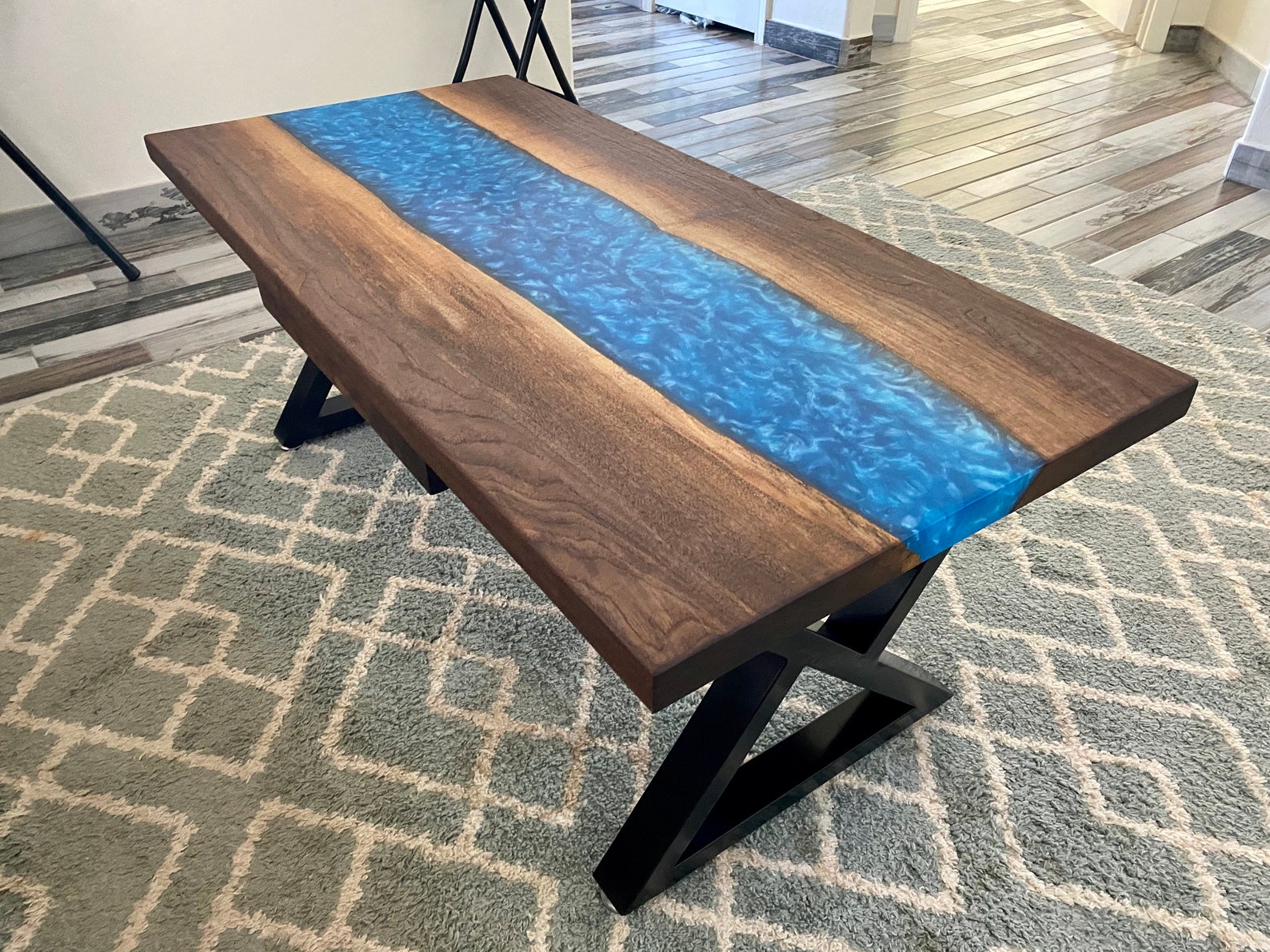 Black Walnut Epoxy River Coffee Table Etsy