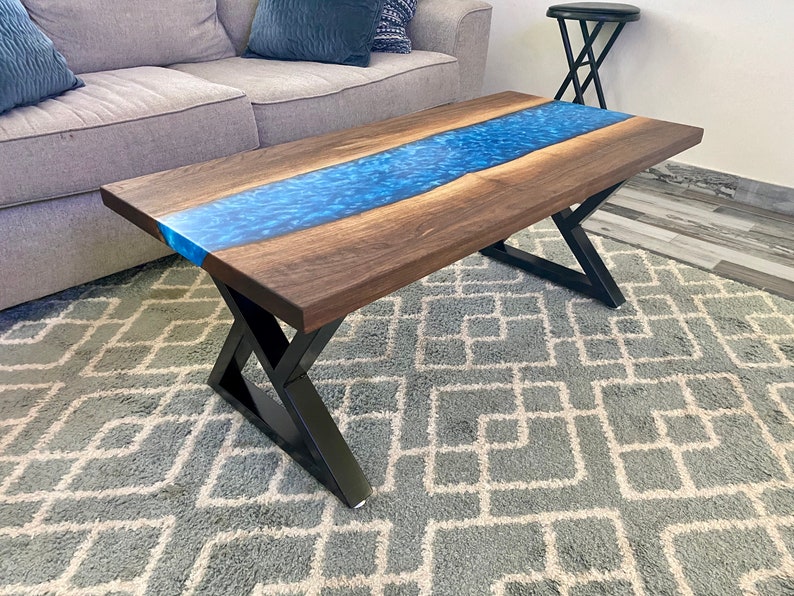Black Walnut Epoxy River Coffee Table Etsy