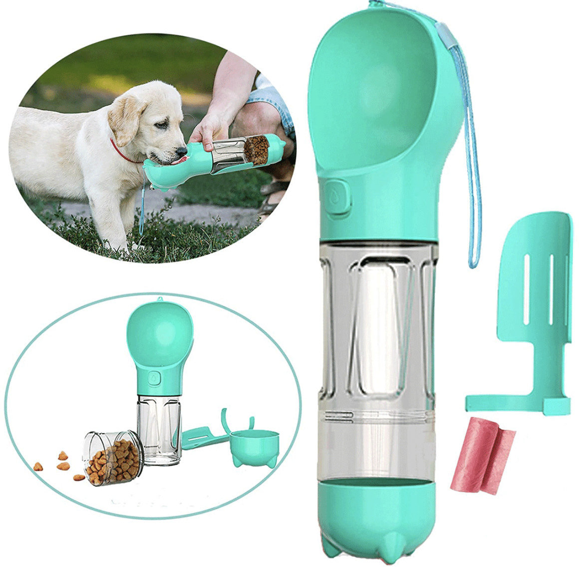 Multi-Use Outdoor Dog Water Bottle with Feeding Bowl, Portable and  Lightweight
