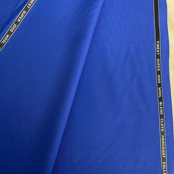 Royal Blue Super 100s Wool Blend Uniform Suit Apparel Fabric. Made In England