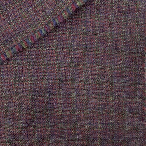 2.5 Metres Purple Check Pixel Wool & Cashmere Blend Fabric. Made In The shops United Kingdom