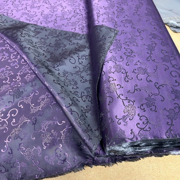 Purple Pattern Fancy Viscose Acetate Suit Jacket Dress Lining Fabric. Made In Italy   Sold by the metre