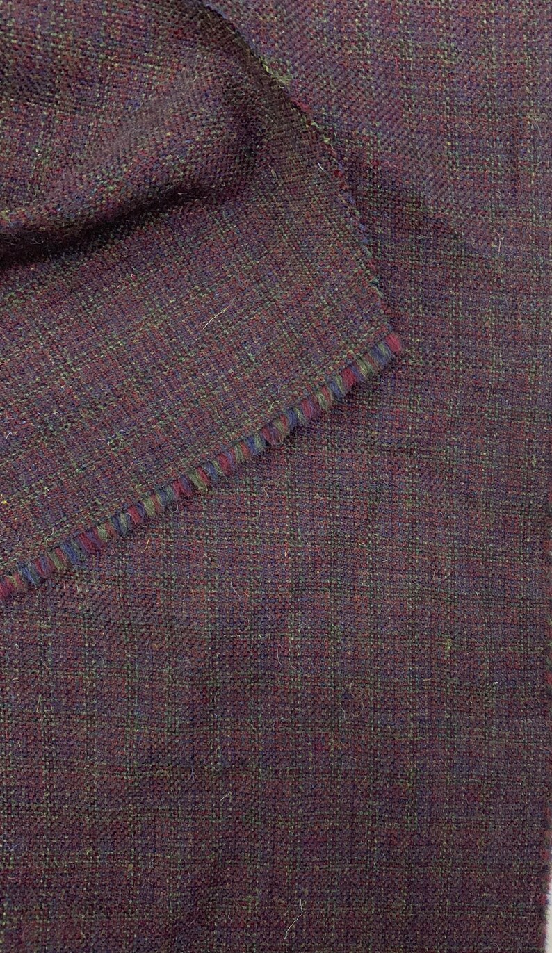 2.5 Metres Purple Check Pixel Wool & Cashmere Blend Fabric. Made In The shops United Kingdom