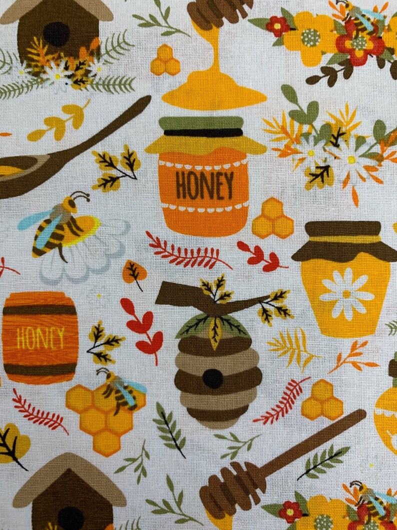 Exclusive * Honey Pot Bee 100% Quality Cotton Poplin Fabric Exclusive * Honey Pot Bee 100% Quality Cotton Poplin Fabric