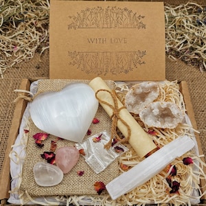 Luxury Box of Love, Natural Crystal gift set + Personalised Greetings Card