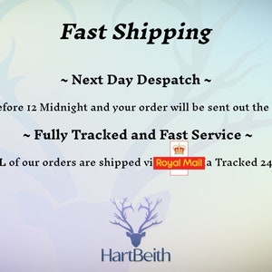 May include: Text graphic with the words "Fast Shipping" in bold, followed by "~ Next Day Despatch ~".  The text continues with "Order before 12 Midnight and your order will be sent out the next day".  The text continues with "~ Fully Tracked and Fast Service ~".  The text continues with "ALL of our orders are shipped via Royal Mail a Tracked 24/48".  The text ends with "HartBeith".