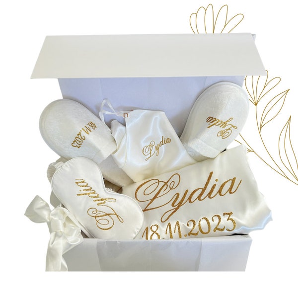 Coffret peignoir personnalisé, bridal box, cadeau mariée, kimono, robe de chambre, coffret cadeau