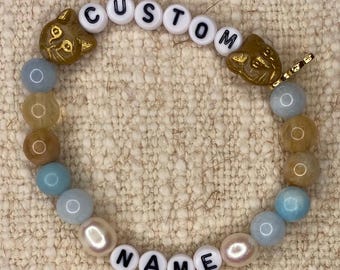 Aangepaste Warrior Cats kralenarmband: edelsteen Cat Paw Charm