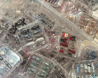 Mystery Press On Nails Box (3 Sets) - Extra Glam 3D Charms, Reusable
