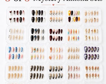 Almond Press-On Nails | 3 or 5 Mystery Nail Sets | Handmade Reusable Nails | Assorted Designs