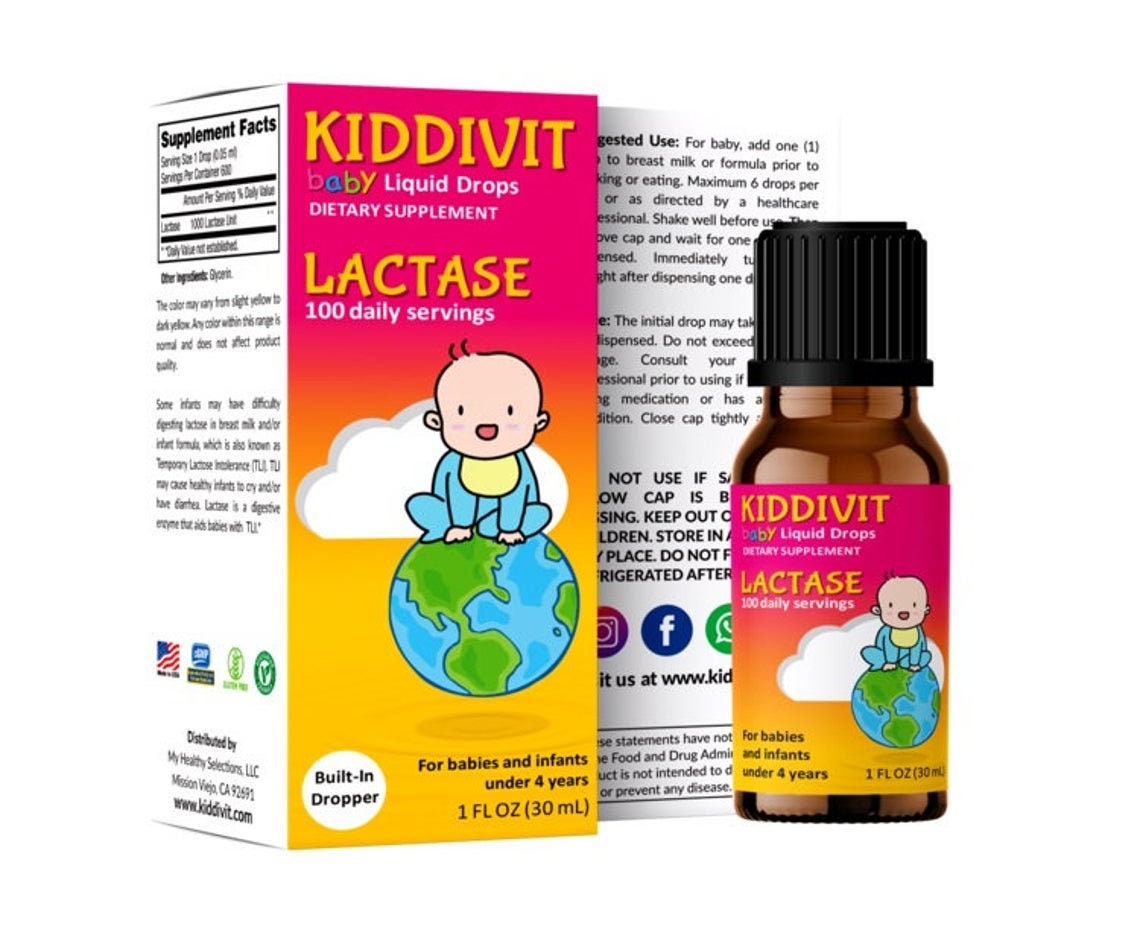 KiddivitBaby Lactase Liquid Drops 1000 Units 1 Fl Oz 30 Etsy