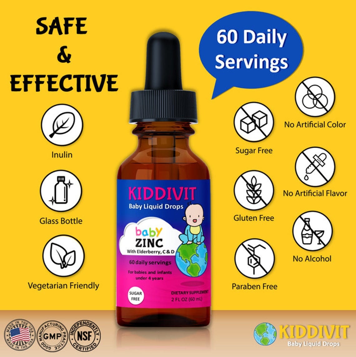 Kiddivitbaby Zinc Liquid Drops With Elderberry Vitamin D3 & Etsy