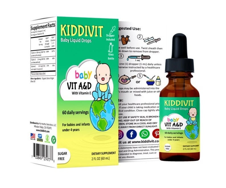 KiddivitBaby Vitamin A&D Liquid Drops with Vitamin E 60 Etsy
