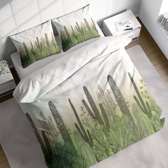 Grner Kaktus Pflanzen Bettwsche-Set, Bltter Design Art Bettwsche Set,  Natur Botanische Quilt Trsterbezug, Einzel Doppel Voll Knigin Knig -  Etsy.de