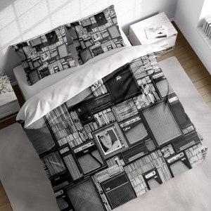 Elvis, TV, and Radio Pop Art Duvet Cover Set, Audio Records Bedding Set, Cotton Quilt Comforter Cover, Single Double Full Queen King Size