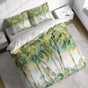 Tropischer Wald Bettwäsche Set, Grüner Dschungel Blätter Bettwäsche Set, Natur Botanische Pflanzen Quilt Cover, Einzel Doppel Voll Königin König Größe