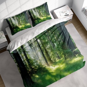Grüner Wald Bäume Bettwäsche Set, Natur Bettwäsche Set, Botanischer Quilt Bezug, Baum Trösterbezug, Einzel Doppel Voll Königin König Größe