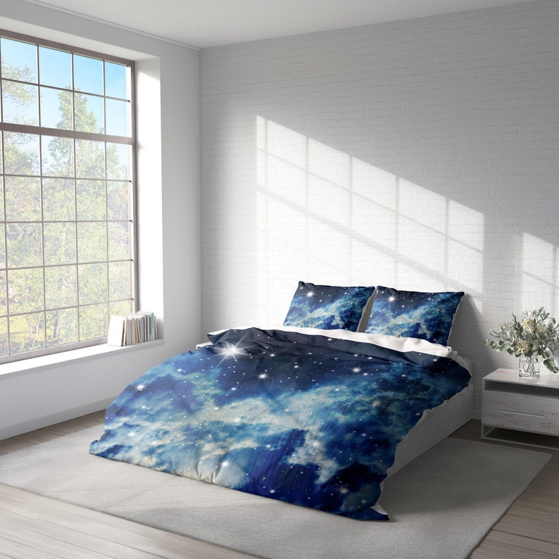 Starry Night Sky Duvet Cover Set Space Galaxy Bedding Set | Etsy