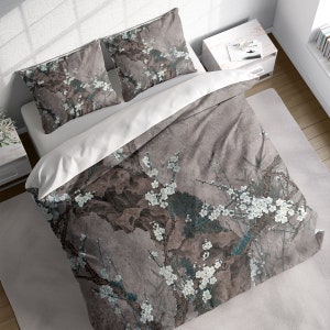Set copripiumino Plum Blossom Night, set biancheria da letto cinese asiatico, copripiumino con federe, singolo doppio singolo completo queen king size